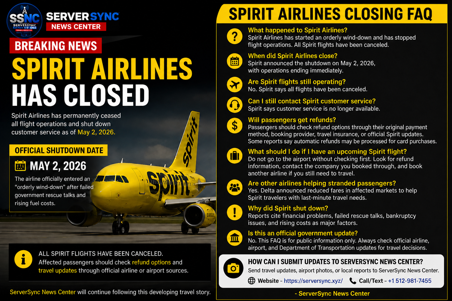 Spirit Airlines Ceases Operations